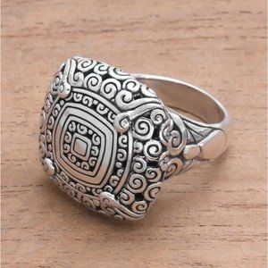 Silver Mexican Swirl Statement Ring NEW